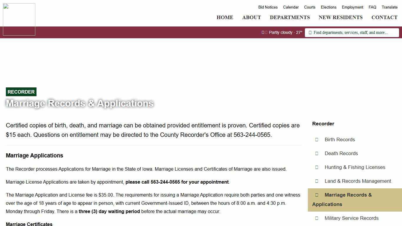 Marriage Records & Applications - Clinton County, Iowa