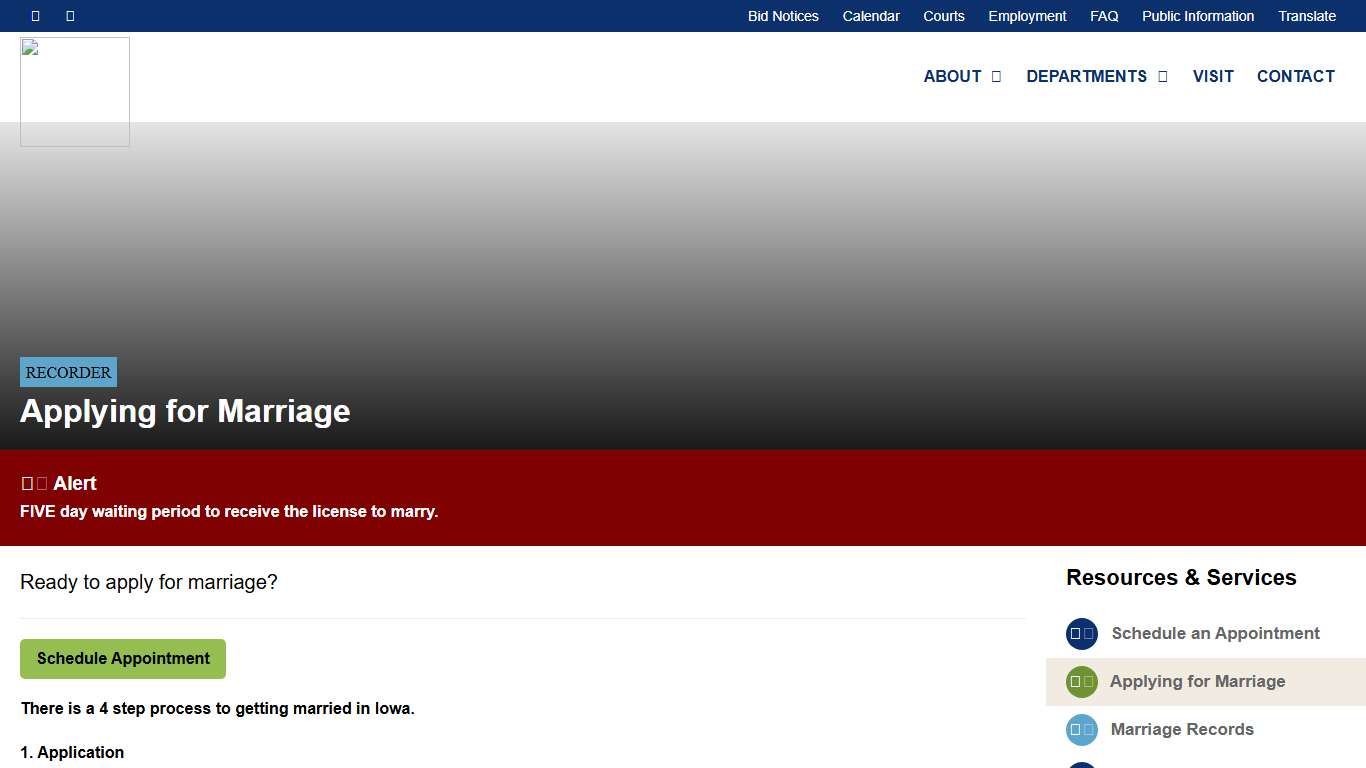 Applying for Marriage - Recorder - Marion County, Iowa